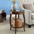 Table d'appoint ronde en noyer avec étagère inférieure