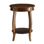 Table d'appoint ronde en noyer avec étagère inférieure