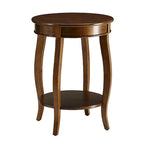 Table d'appoint ronde en noyer avec étagère inférieure