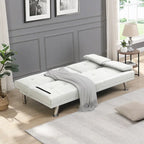 Canapé-lit deux places en PVC de 66,1 po avec cadre en bois et pieds en acier inoxydable