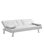 Canapé-lit deux places en PVC de 66,1 po avec cadre en bois et pieds en acier inoxydable
