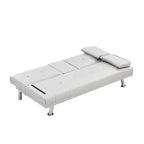 Canapé-lit deux places en PVC de 66,1 po avec cadre en bois et pieds en acier inoxydable