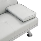 Canapé-lit deux places en PVC de 66,1 po avec cadre en bois et pieds en acier inoxydable