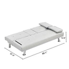 Canapé-lit deux places en PVC de 66,1 po avec cadre en bois et pieds en acier inoxydable
