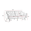 Velvet Tufted Sofa Couch with 2 Pillows and Nailhead Trim