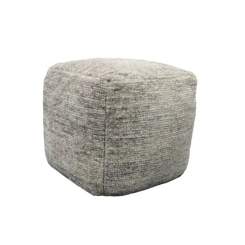 Pouf ottoman cube en laine grise