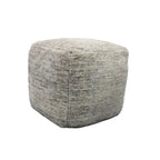 Pouf ottoman cube en laine grise