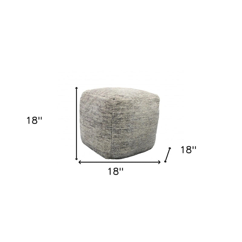 Pouf ottoman cube en laine grise