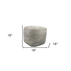 Pouf ottoman cube en laine grise