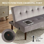 Mini canapé-lit pliant, petit canapé deux places de 114 cm avec dossier réglable et port de charge, fauteuil inclinable convertible moderne