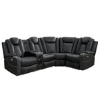 Canapé d'angle inclinable de luxe 5 et 6 places avec LED, USB, chargement sans fil, Bluetooth et rangement