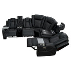 Canapé d'angle inclinable de luxe 5 et 6 places avec LED, USB, chargement sans fil, Bluetooth et rangement