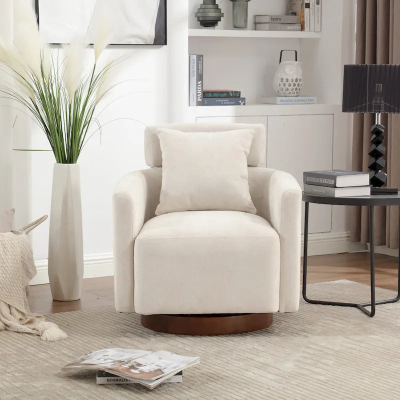 360 Degree Accent Swivel Chair,Chenille Upholstered Arm Chair