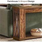 63 Console, table d'entrée de style rustique à 2 niveaux avec étagères de rangement