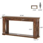 63 Console, table d'entrée de style rustique à 2 niveaux avec étagères de rangement