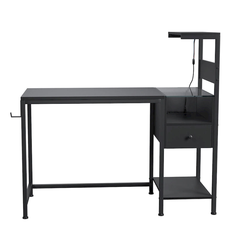 Bureau d'ordinateur avec prise électrique et étagères de rangement