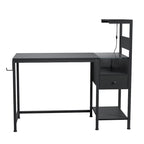 Bureau d'ordinateur avec prise électrique et étagères de rangement