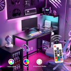Bureau d'ordinateur avec prise électrique et étagères de rangement