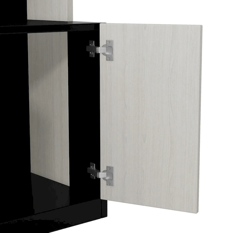 Lit escamotable grand format avec bureau et étagères de rangement