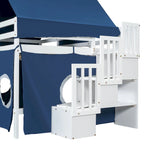 Lit mezzanine complet avec tente et tour de château et cadre en bois massif, capacité de 181 kg, design cabane de jeu