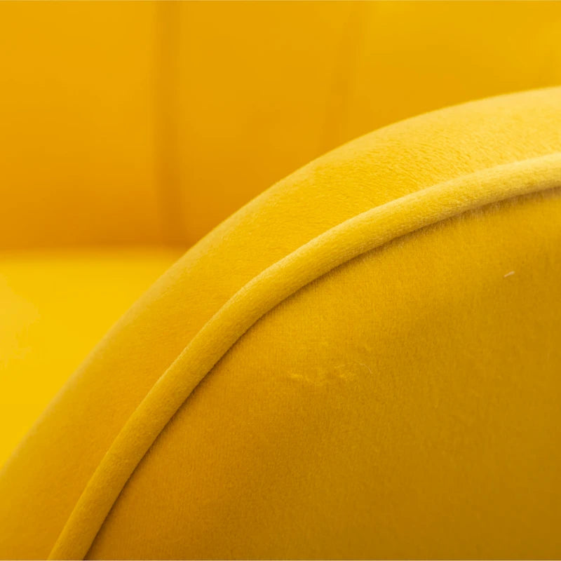 Fauteuil d'appoint jaune moderne en polyester 33 avec ottoman et pieds fuselés en bois