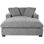 Chaise longue moderne grise de 53,5 po avec pieds en bois massif et oreillers pour salon