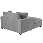 Chaise longue moderne grise de 53,5 po avec pieds en bois massif et oreillers pour salon