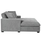 Chaise longue moderne grise de 53,5 po avec pieds en bois massif et oreillers pour salon