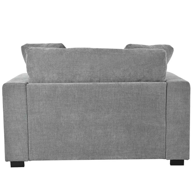 Chaise longue moderne grise de 53,5 po avec pieds en bois massif et oreillers pour salon