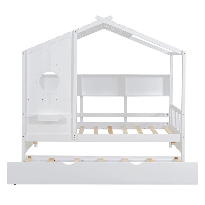 Lit double rembourré avec tête de lit capitonnée à oreilles et quatre tiroirs