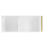 Table d'appoint mobile moderne de 31,5 avec verre trempé cannelé de 5 mm d'épaisseur, roulettes verrouillables et barre ronde dorée