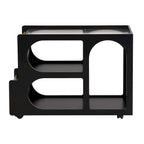 Table d'appoint mobile moderne de 31,5 avec verre trempé cannelé de 5 mm d'épaisseur, roulettes verrouillables et barre ronde dorée