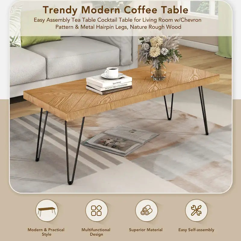 Table basse moderne avec pieds en métal - 19,60 x 43,30 x 17,80