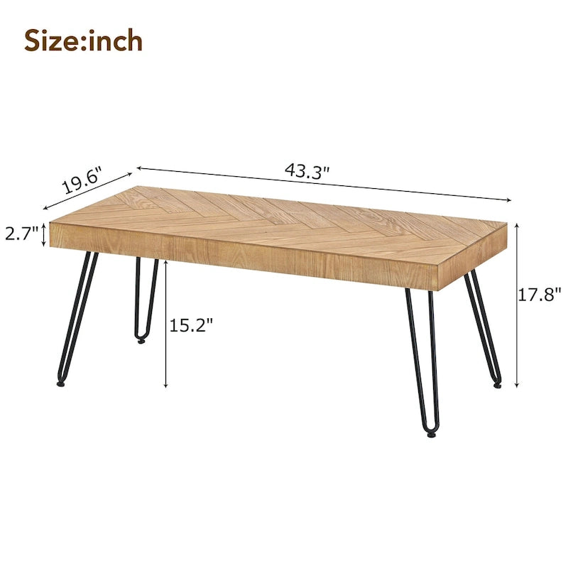 Table basse moderne avec pieds en métal - 19,60 x 43,30 x 17,80