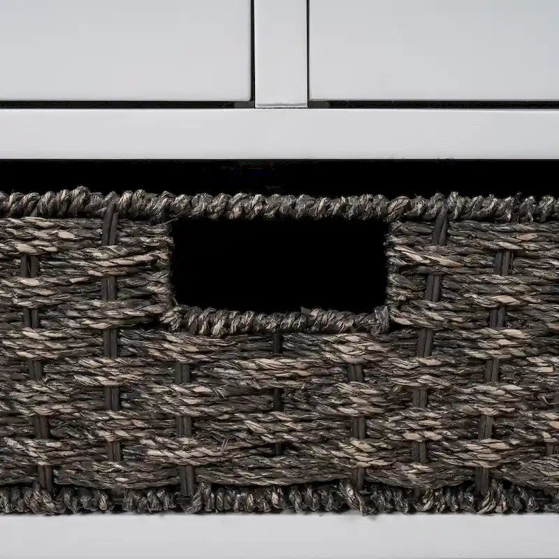 Banc de rangement d'entrée avec panier amovible et 2 tiroirs, avec coussin amovible pour salon