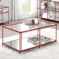 Table basse à plateau en verre de 107 cm avec 1 étagère, modèle contemporain, par Furniture of America