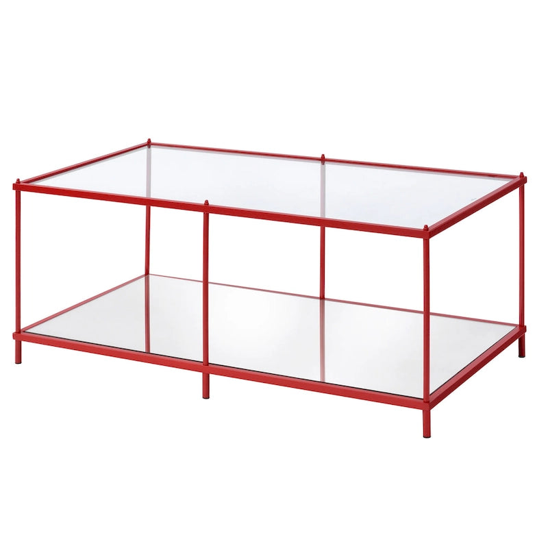 Table basse à plateau en verre de 107 cm avec 1 étagère, modèle contemporain, par Furniture of America
