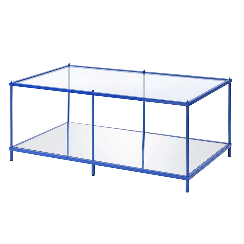 Table basse à plateau en verre de 107 cm avec 1 étagère, modèle contemporain, par Furniture of America