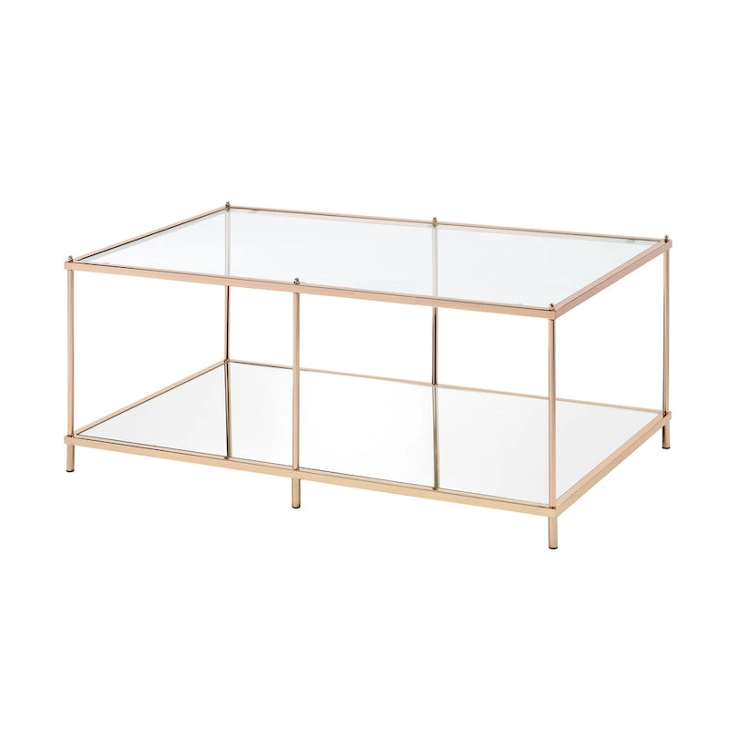 Table basse à plateau en verre de 107 cm avec 1 étagère, modèle contemporain, par Furniture of America