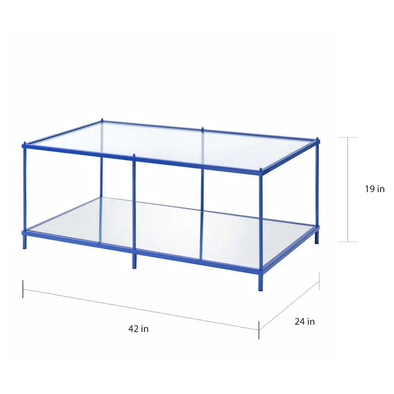 Table basse à plateau en verre de 107 cm avec 1 étagère, modèle contemporain, par Furniture of America