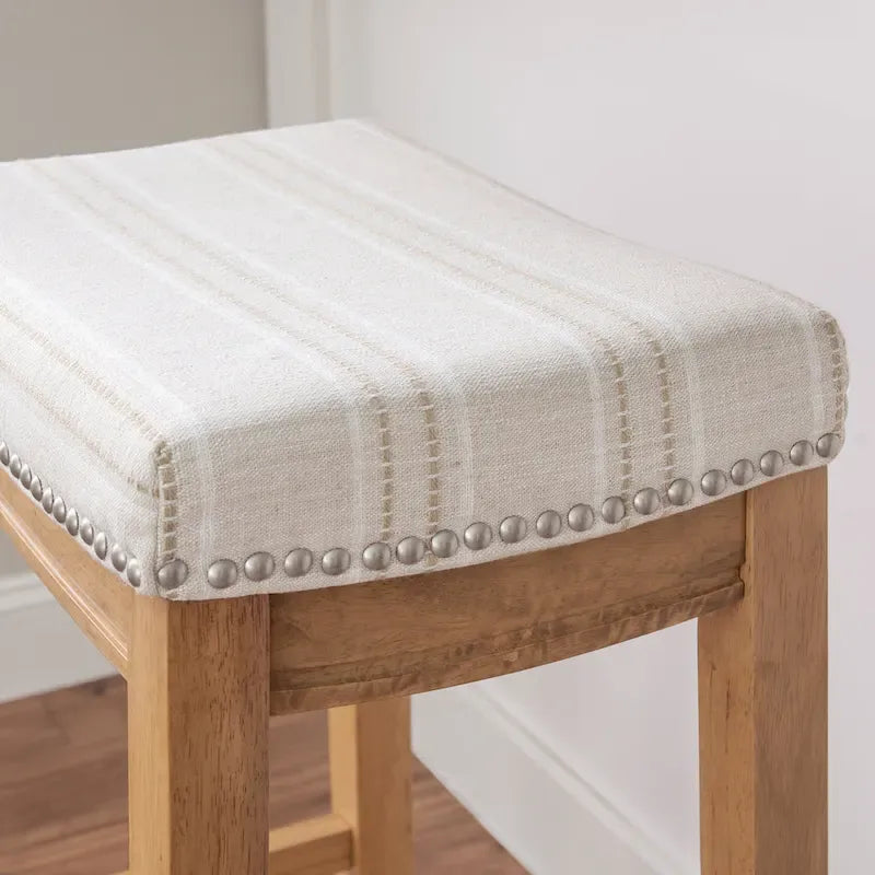 Tabouret de bar rustique à rayures crème