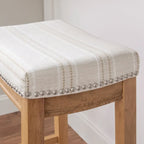 Tabouret de bar rustique à rayures crème