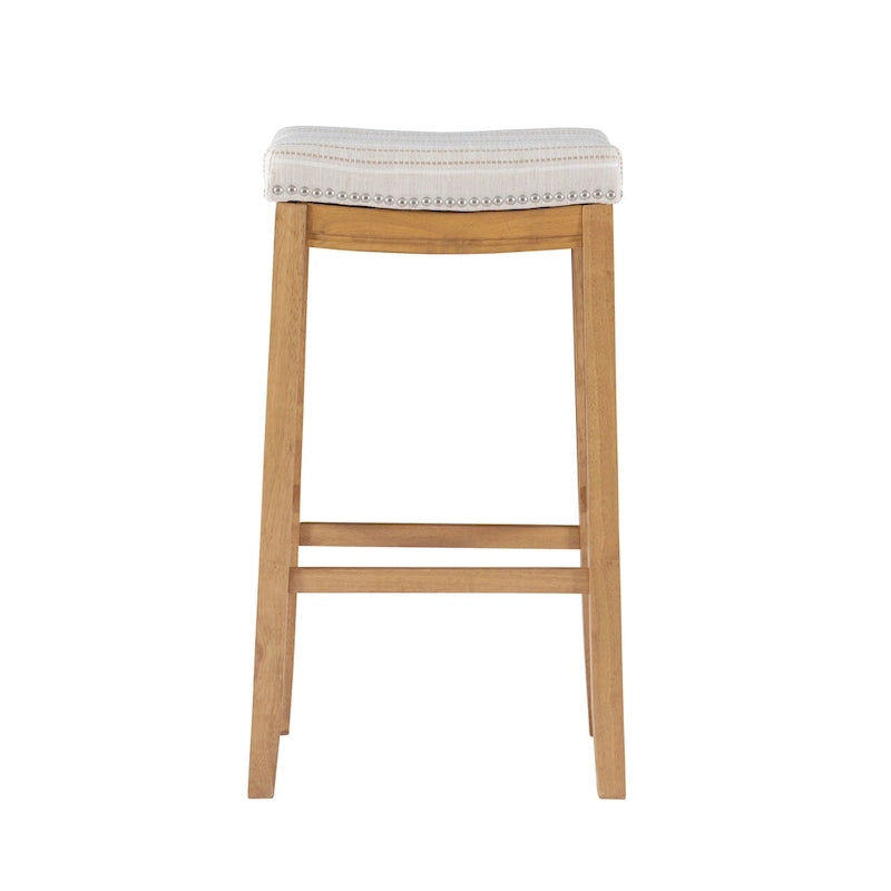 Tabouret de bar rustique à rayures crème