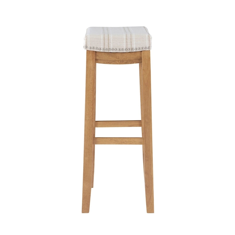 Tabouret de bar rustique à rayures crème