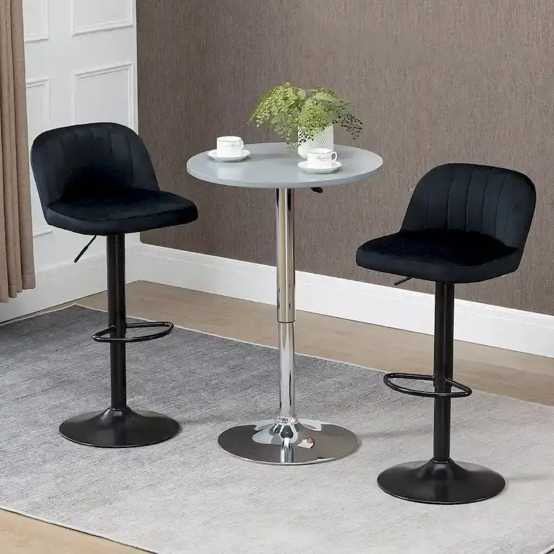 Lot de 2 tabourets de bar réglables, tabourets de bar en velours hauteur comptoir, tabourets de cuisine rembourrés avec siège pivotant, cadre en acier