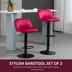 Lot de 2 tabourets de bar réglables, tabourets de bar en velours hauteur comptoir, tabourets de cuisine rembourrés avec siège pivotant, cadre en acier