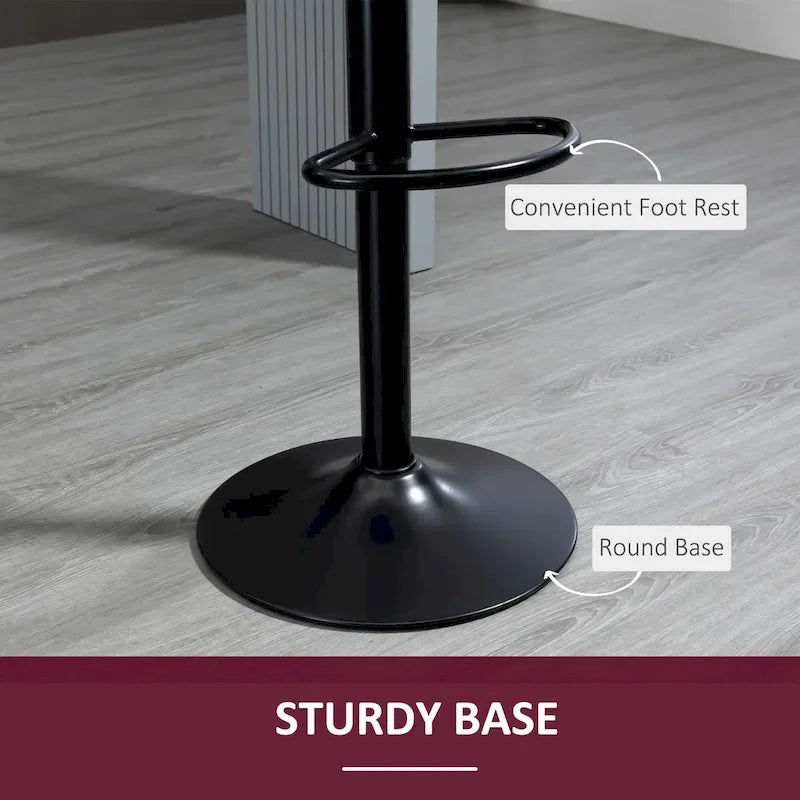 Lot de 2 tabourets de bar réglables, tabourets de bar en velours hauteur comptoir, tabourets de cuisine rembourrés avec siège pivotant, cadre en acier