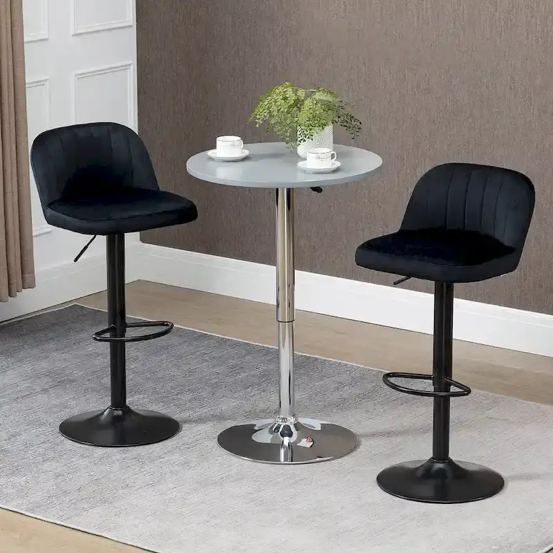 Lot de 2 tabourets de bar réglables, tabourets de bar en velours hauteur comptoir, tabourets de cuisine rembourrés avec siège pivotant, cadre en acier