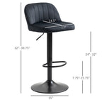 Lot de 2 tabourets de bar réglables, tabourets de bar en velours hauteur comptoir, tabourets de cuisine rembourrés avec siège pivotant, cadre en acier