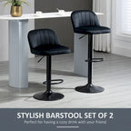 Lot de 2 tabourets de bar réglables, tabourets de bar en velours hauteur comptoir, tabourets de cuisine rembourrés avec siège pivotant, cadre en acier
